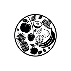 fruits silhouette logo vector line art logo design