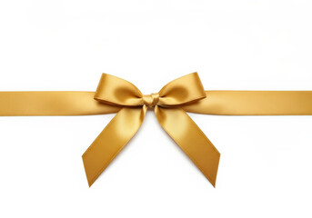 Fototapeta premium Elegant golden ribbon bow isolated on a clean white background
