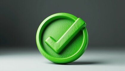 Green checkmark on a textured circular background representing approval or completion.