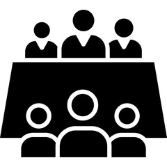 Business Meeting Glyph Icon – Team Collaboration and Discussion Symbol