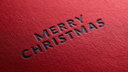 Obraz premium Merry Christmas greeting embossed on textured red paper for the holiday season