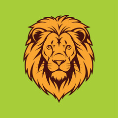 Flat clean vector cartoon lion, one color, no stroke lines