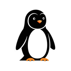 Solid fill vector cartoon penguin, simplified shapes, no outlines