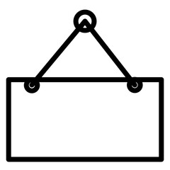 Outline vector icon of blank hanging sign or banner for advertisement.