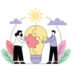 Teamwork Brainstorming Illustration 