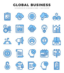 Global Business Icon Pack 25 Vector Symbols for Web Design.