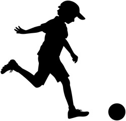 Child About to Kick Ball Silhouette – Vector Illustration