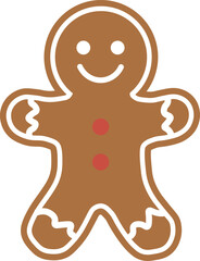 Classic smiling gingerbread man Christmas cookie icon