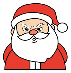 Santa Claus emotions: grumpy cartoon santa claus with angry face expression