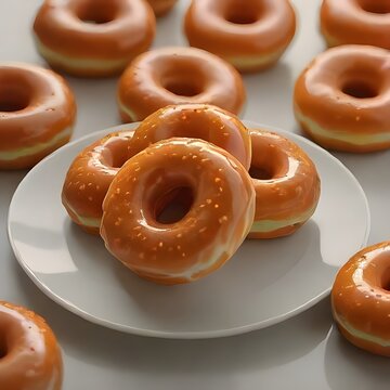 Tasty sweet dounuts delicious sprinkled homemade glazed iced soft donuts
