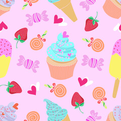 ice cream seamless pattern