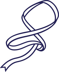 Dark Blue Ribbon Swirl Isolated on White Background