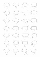 Fototapeta premium Collection of Gray Outlined Speech Bubbles and Thought Balloons.