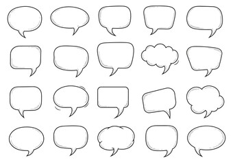 Fototapeta premium Collection of HandDrawn Speech Bubbles with Various Shapes and Styles.