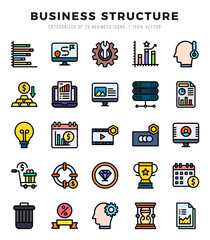 Set of Business Structure Icons. Simple line art style icons pack.