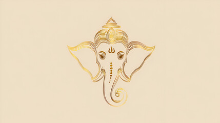 Intricate golden depiction of Ganesha with delicate lines on a soft background