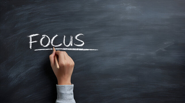 Hand writing focus on a chalkboard during a study session in a classroom setting