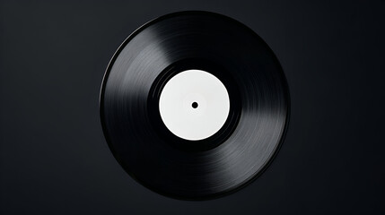 Classic black vinyl record with a blank label set against a dark background
