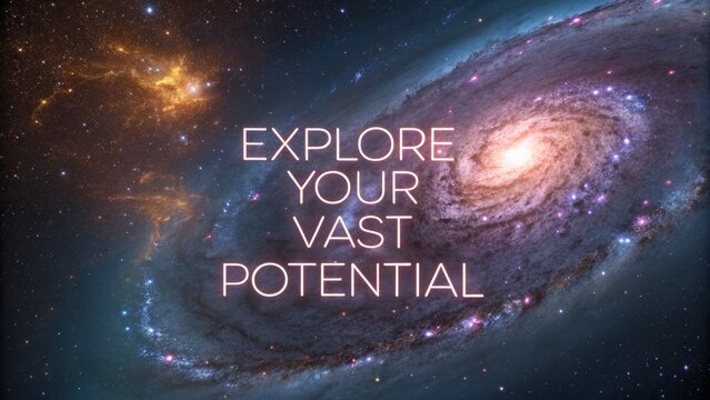 Cosmic Galaxy Displaying Explore Your Vast Potential Message