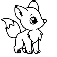 Obraz premium Cute fox line art icon, suitable for woodland, autumn, or illustrating clever, sly, and minimalist cute animal designs.