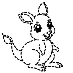 Cute dotted rabbit line art icon, perfect for coloring, kids’ activities, or illustrating playful, whimsical animal illustrations.