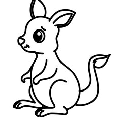 Cute kangaroo line art icon, ideal for Australia, zoo, or illustrating hopping, playful, and minimalist animal illustrations.