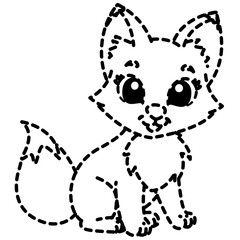 Cute sitting fox line art icon, perfect for cozy, playful scenes, or illustrating charm, curiosity, and minimalist animal art.