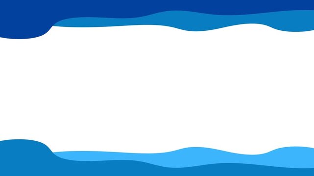 Abstract blue wavy border on white background.