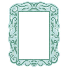 Elegant Decorative Square Frame Vintage Ornate Green Frame.  Green Border Vintage Frame.