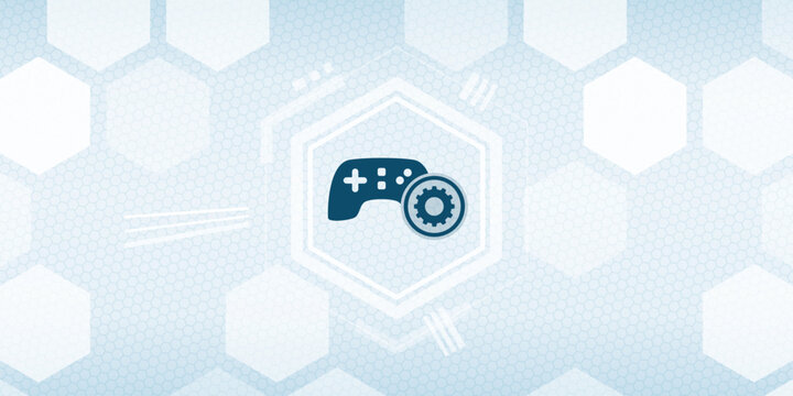 Video Game Controller Gaming Entertainment Settings Gear Vector Icon Header Background