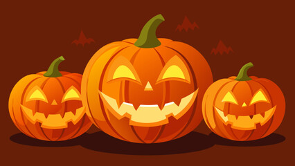 Obraz premium Three glowing halloween jackolanterns