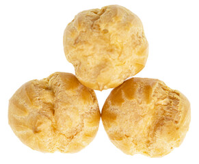 Three pastries are stacked on top of each other