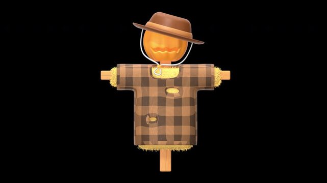 scarecrow 3D Animation, Alpha Channel, Transparent Background
