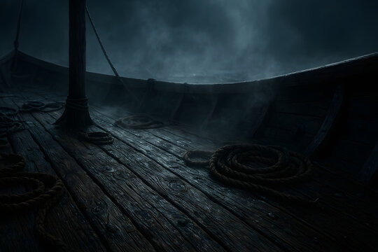 Viking ship deck with dramatic old wood that brings out the texture details to the extreme.