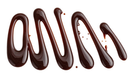 Delicious dark chocolate sauce drizzled in an abstract swirl pattern isolated on a white background