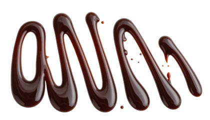 Delicious dark chocolate sauce drizzled in an abstract swirl pattern isolated on a white background