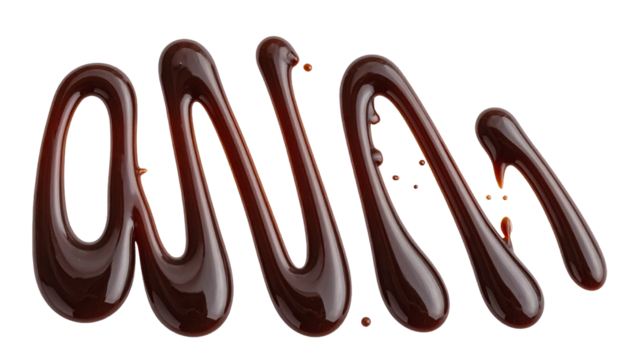 Delicious dark chocolate sauce drizzled in an abstract swirl pattern isolated on a white background