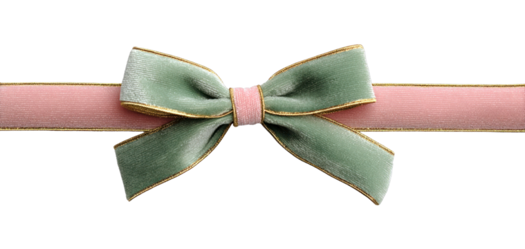 PNG Elegant pink green ribbon bow - Powered by Adobe