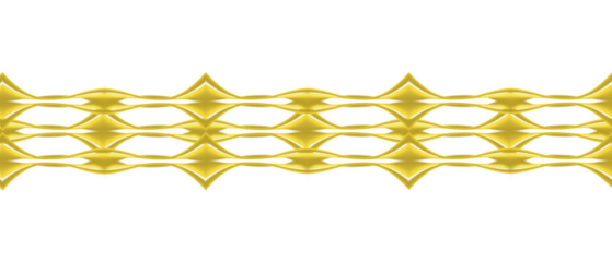 This image features a golden abstract symmetric wave pattern on a black background. The design appears fluid and dynamic, with mirrored curves and ribbon-like shapes forming a continuous ornamental 