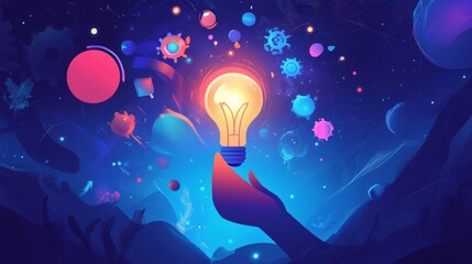 An illustration of an icon depicting innovation light bulbs