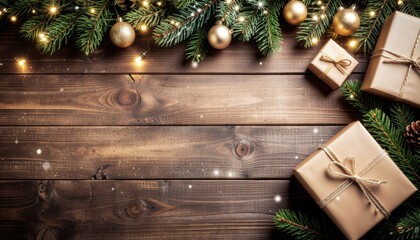 Christmas gift preparation cozy indoor setting festive decor warm lighting overhead view holiday spirit and celebration