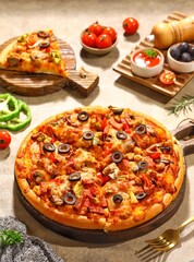 Pizza is an Italian food that was created in Italy (The Naples area). It is made with different toppings