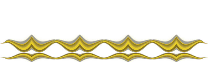 This image features a golden abstract symmetric wave pattern on a black background. The design appears fluid and dynamic, with mirrored curves and ribbon-like shapes forming a continuous ornamental 