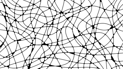 Abstract spider web black and white contrast pattern of wavy lines, flat design style background