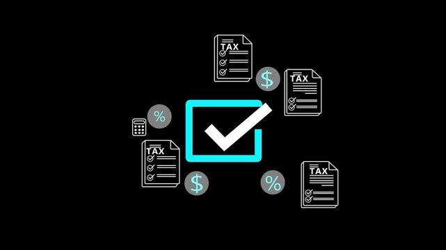 Professional  approving tax checklist with stylus on digital screen, managing financial documents, verifying tax filing accuracy, and ensuring compliance during electronic return season