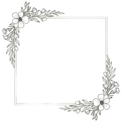 Naklejka premium Floral frame with white flowers, isolated on transparent background