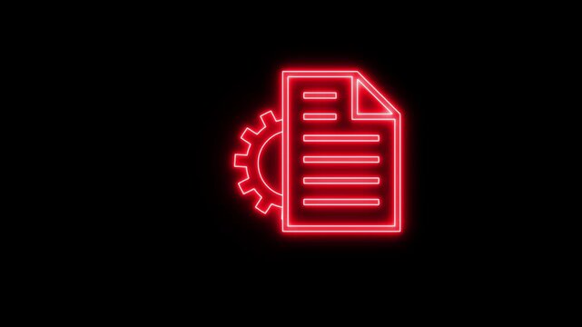 Digital document management with settings and add functionality glowing neon style on dark background