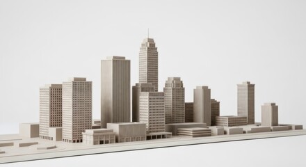Naklejka premium Cityscape model with multiple buildings on a flat, neutral surface