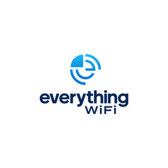 Obraz premium Everything WiFi logo featuring a stylized e with signal waves.