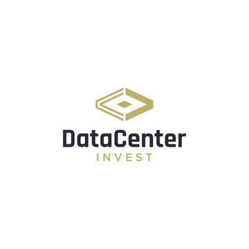 Data Center Investment Logo Design with Abstract Book and Diamond Shape.